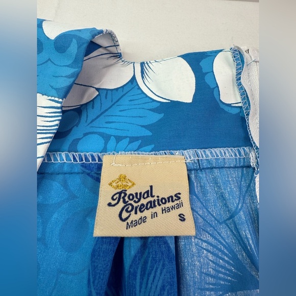 Royal Creations Blue Hawaiian MuuMuu Maxi Dress Size Small - Picture 5 of 9
